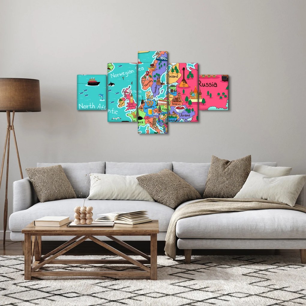 Obraz - Dziecięca mapa Europy (125x70 cm)