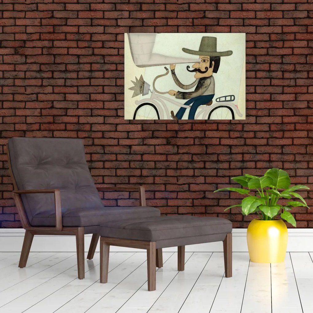 Obraz na szkle - Astronom na rowerze (70x50 cm)