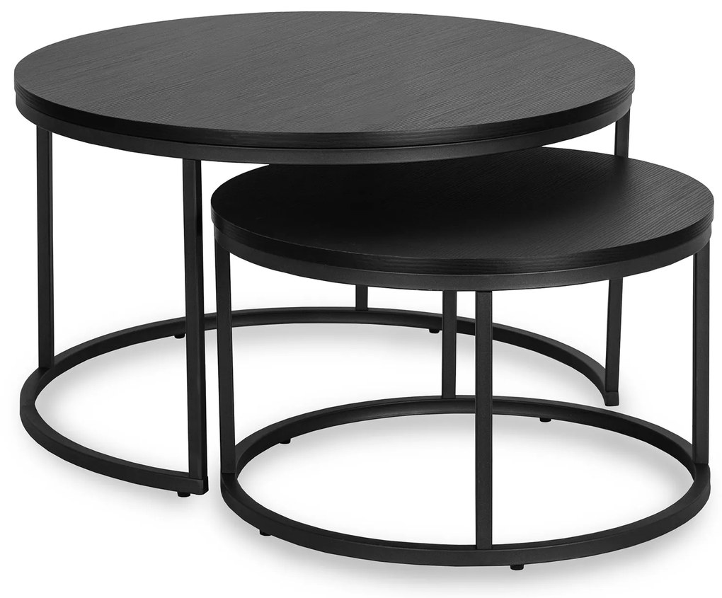 Zestaw Stolików Kawowych MANU MAX 60 cm/80 cm Czarny Nowoczesny Loft