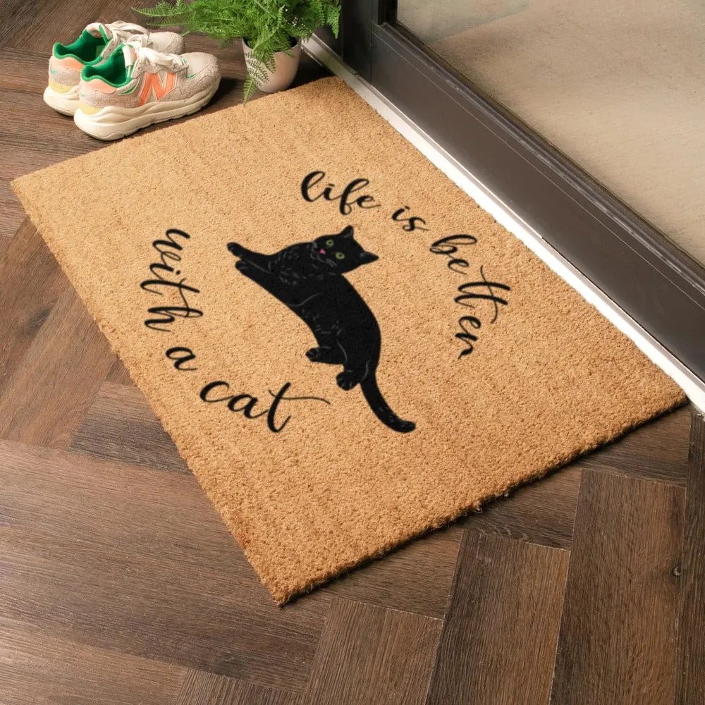 Wycieraczka z włókna kokosowego 40x60 cm Life Is Better With a Cat – Artsy Doormats