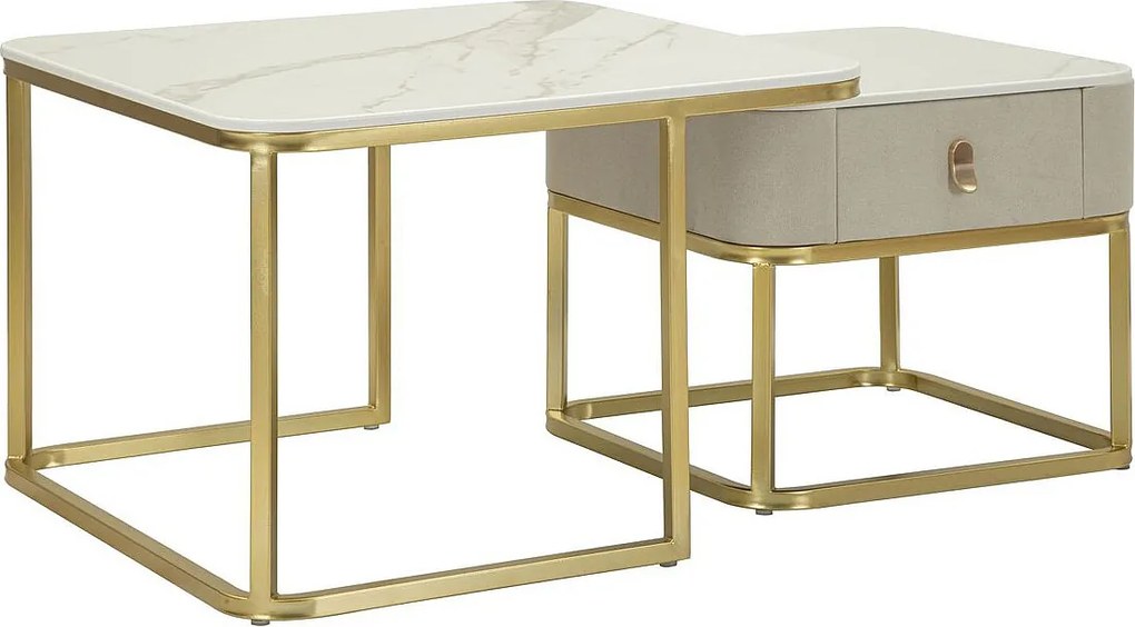 Zestaw Stolików Pomocniczych VKH794, Beżowy, 70x70x48 cm, Kendra Home