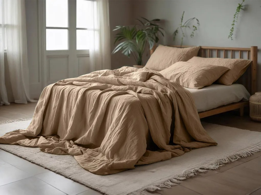 PrzytulneMieszkanie.pl PrzytulneMieszkanie.pl Pościel muślinowa PURELY jasnobrązowa Rozmiar pościeli: 80 x 80 cm | 135 x 200 cm