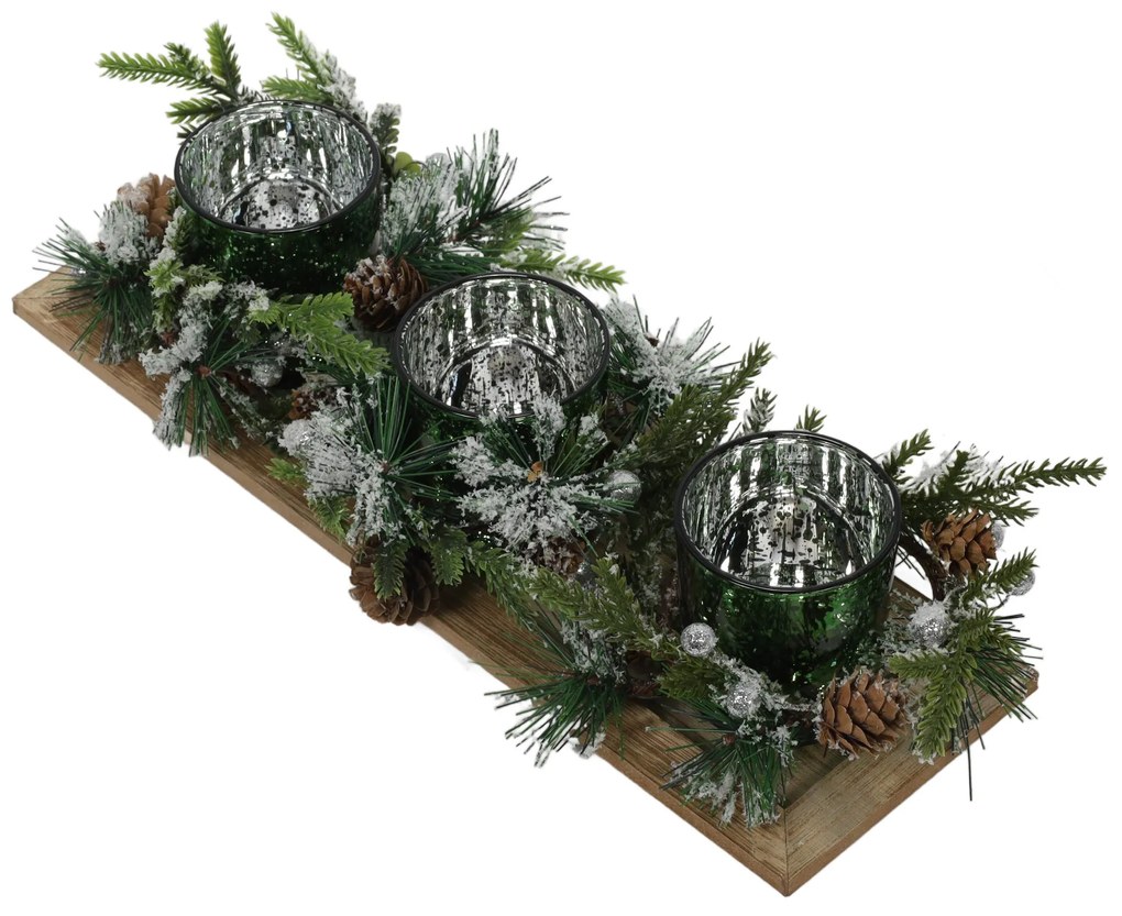 Zestaw trzech świeczników tealight na ozdobnej podstawce