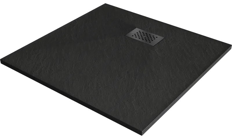 Mexen Hugo brodzik kwadratowy SMC 90 x 90 cm, czarny, maskownica czarna - 42709090-B