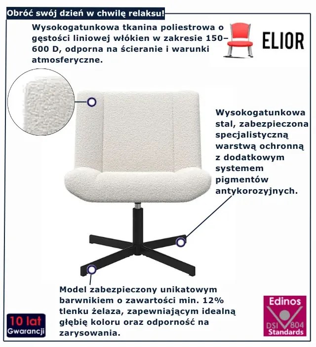 Kremowy fotel obrotowy do salonu B1-B78