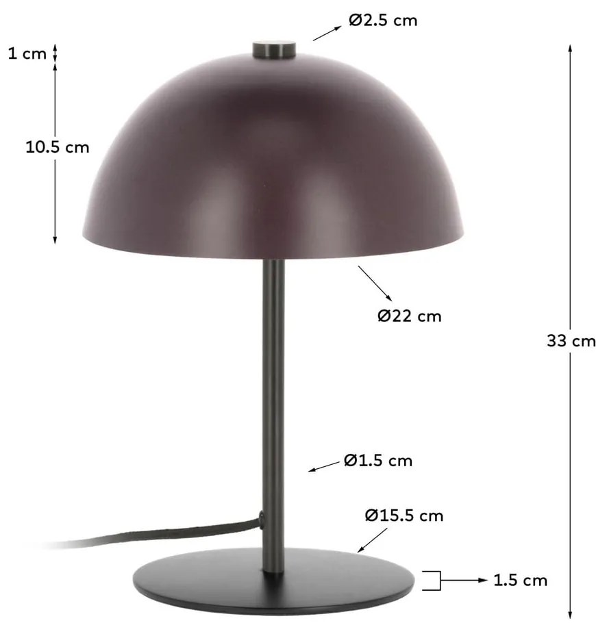 Bordowa lampa stołowa z metalowym kloszem (wys. 33 cm) Aleyla – Kave Home