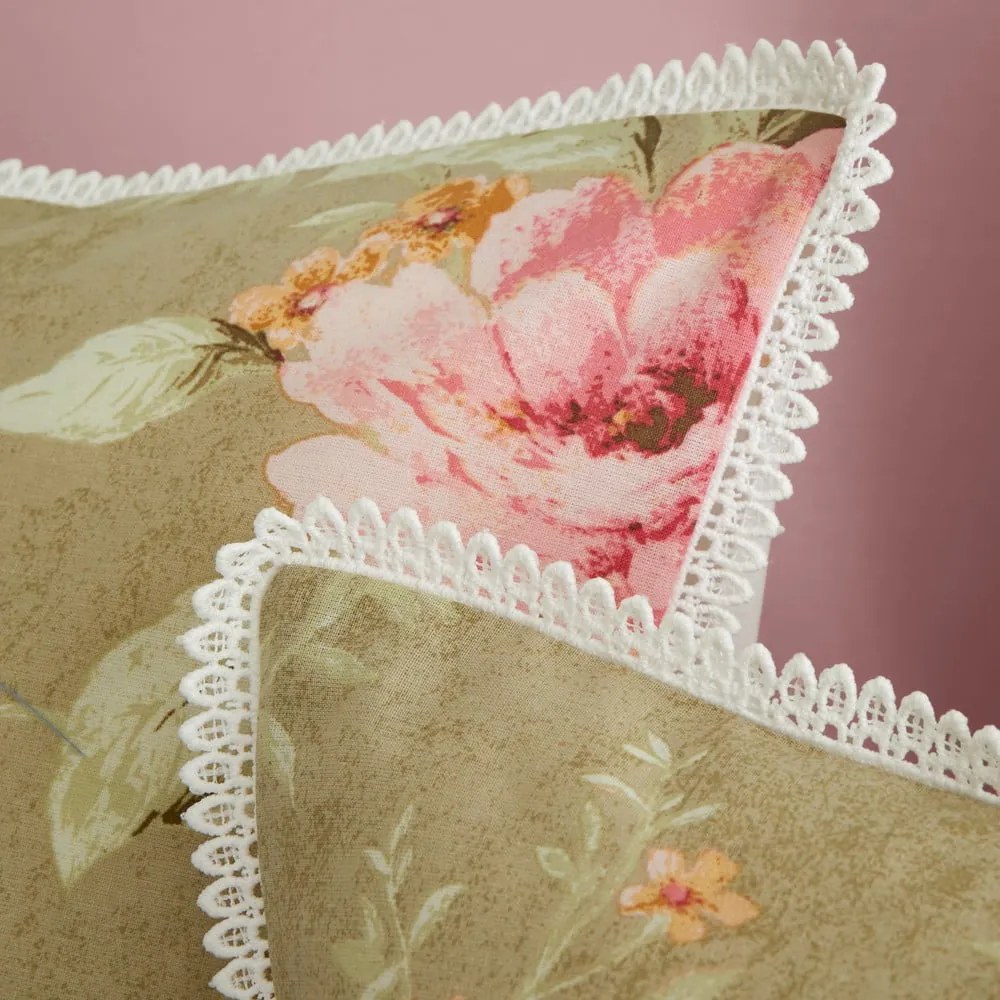 Biało-zielona pościel dwuosobowa 230x220 cm Penelope Floral – Catherine Lansfield