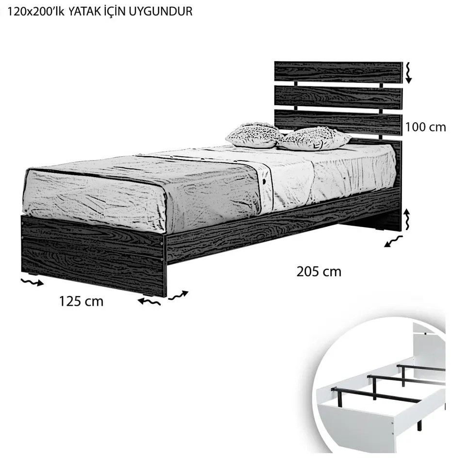 Białe łóżko jednoosobowe 120x200 cm Fuga – Kalune Design