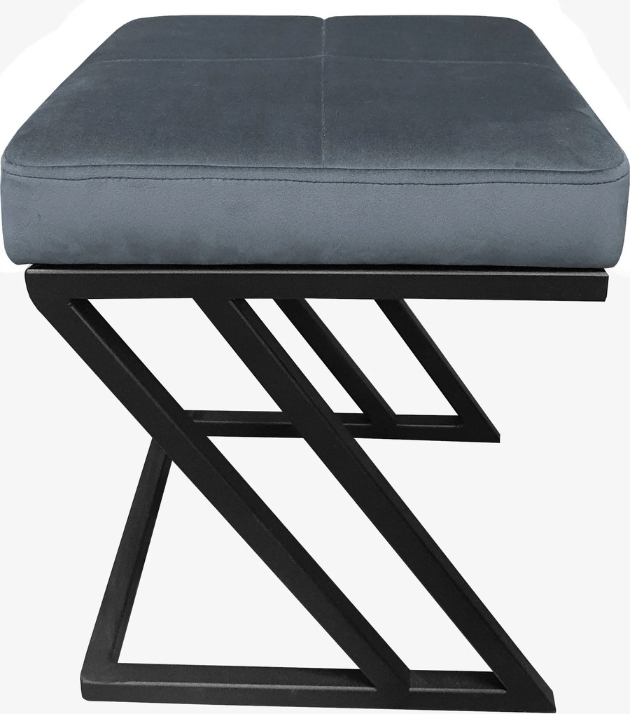 Pufa ZETA tkanina Welur loft ławka podnóżek metal : Kolor Stelaża - Czarny , Kolor tkaniny - VELVET - BL14, Typ tkaniny - Velvet