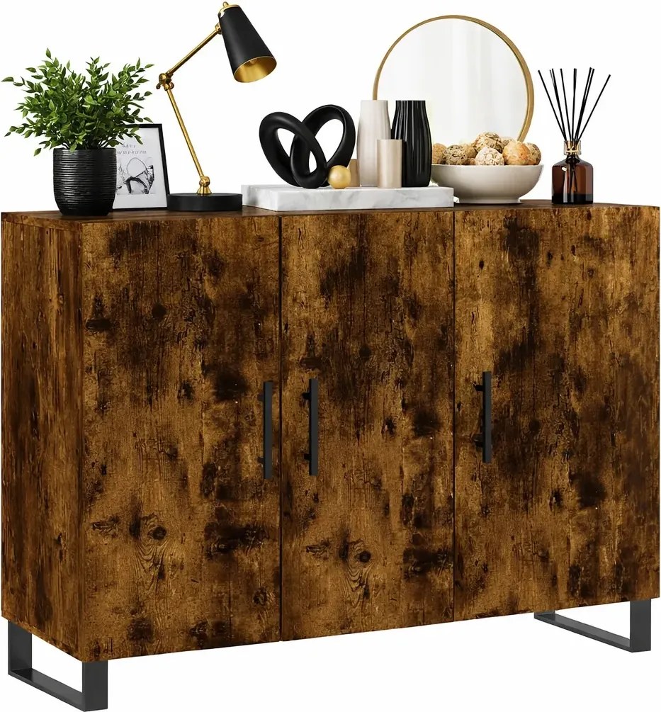 Komoda na czarnej podstawie przydymiony dąb D6-L74