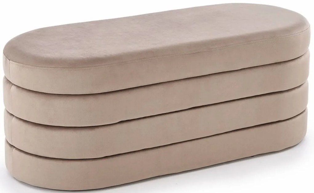 Tapiceorwana beżowa pufa ze schowkiem S7-R55