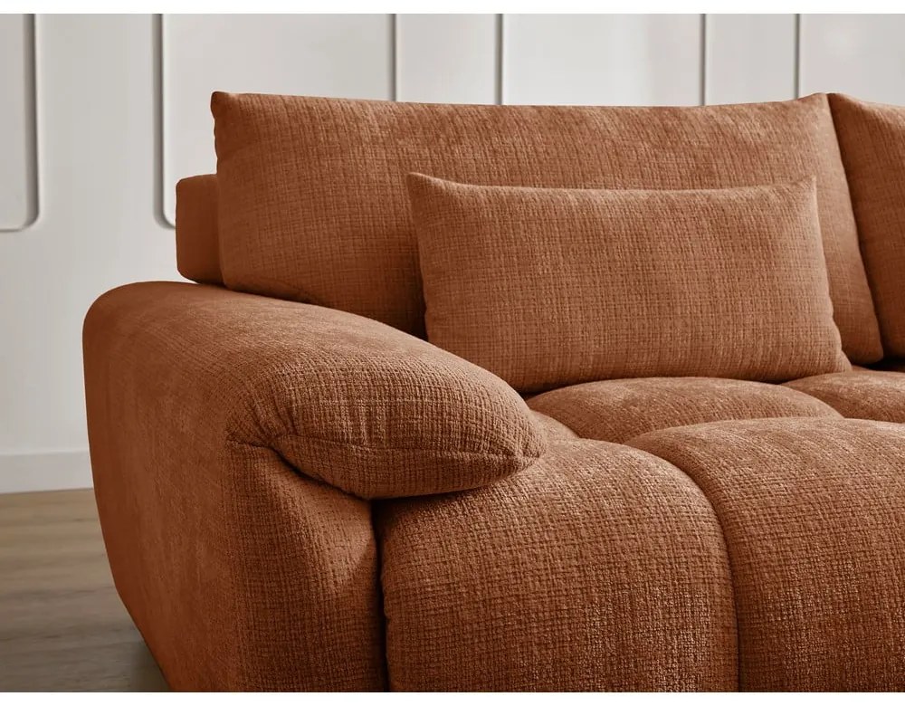 Ceglasta sofa z tkaniny szenilowej 264 cm Ivane – Bobochic Paris