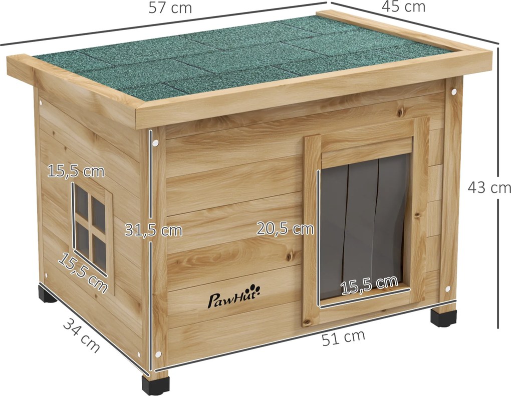 PawHut Domek dla kota, koci domek, kocia jaskinia, odporny na warunki pogodowe, dla kota do 6 kg, 57 x 45 x 43 cm, naturalny