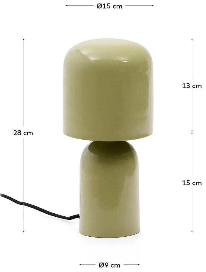 Zielona lampa stołowa z metalowym kloszem (wysokość 28 cm) Monze – Kave Home