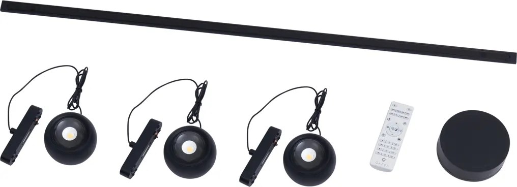 Nowoczesny system oświetlenia szynowego z 3 czarnymi lampami wiszącymi 1-fazowymi - Magnetic Lance