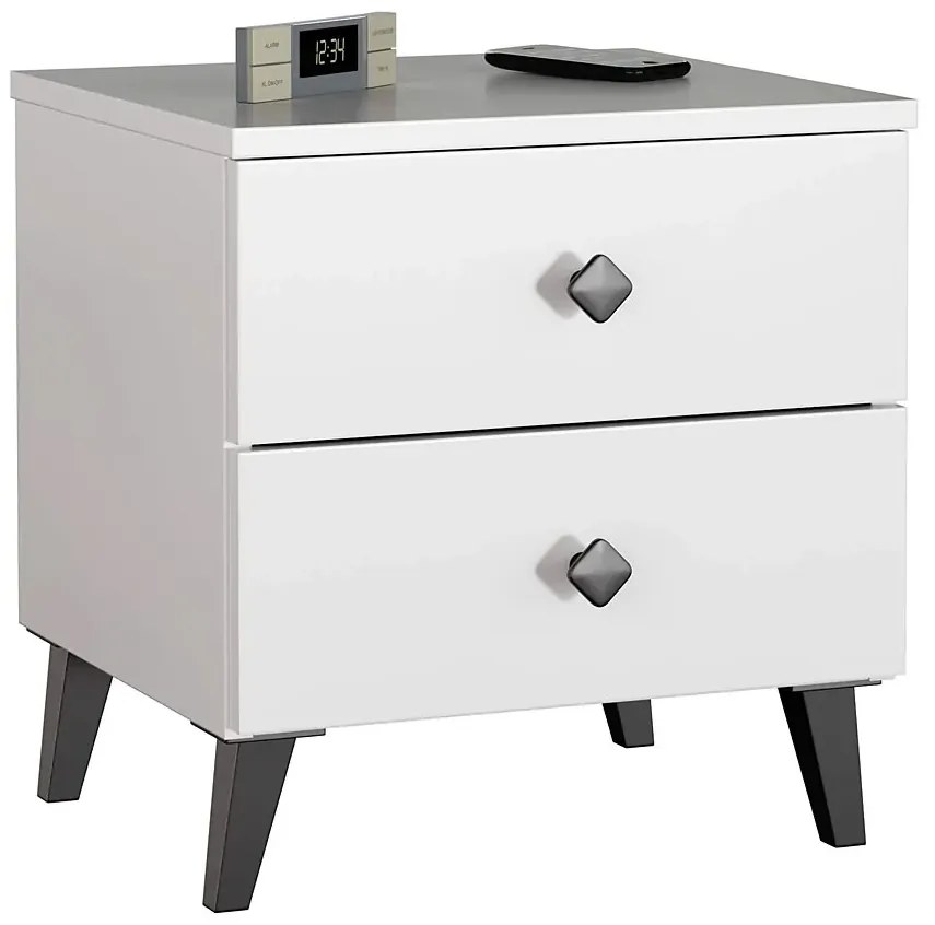 Biała Nowoczesna Szafka Nocna Z Szufladami C6-P81