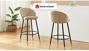 Zestaw 2 stołków barowych z weluru i metalu - Beżowy - ELIRAM