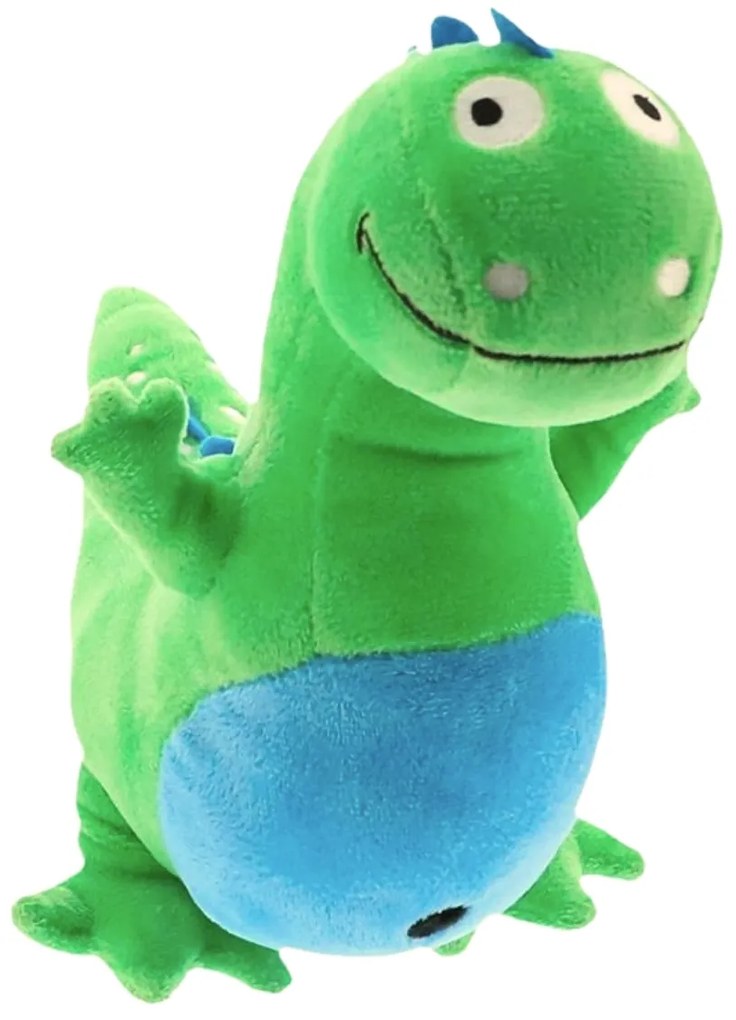 Zielony pluszowy dinozaur ALOSO z niebieskim grzebieniem