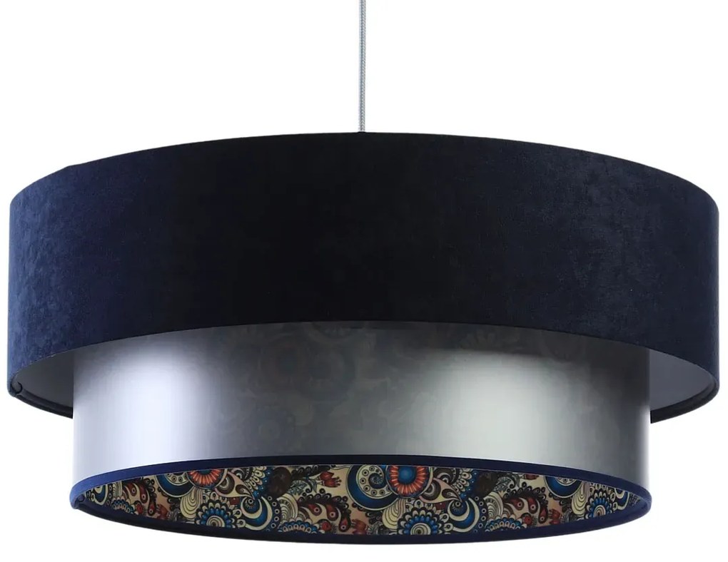 Lampa wisząca z welurowym zdobionym abażurem - S425 D5-B04