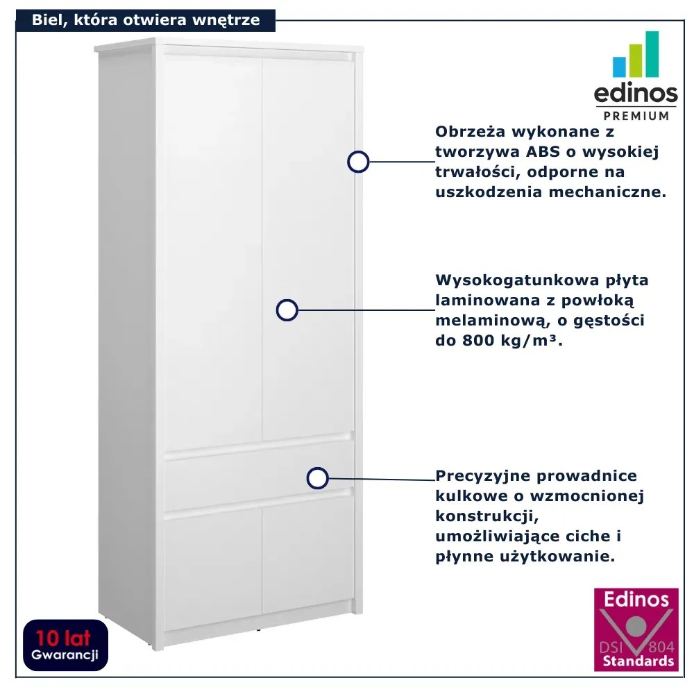 Biała szafa dwudrzwiowa z drążkiem R5-B68