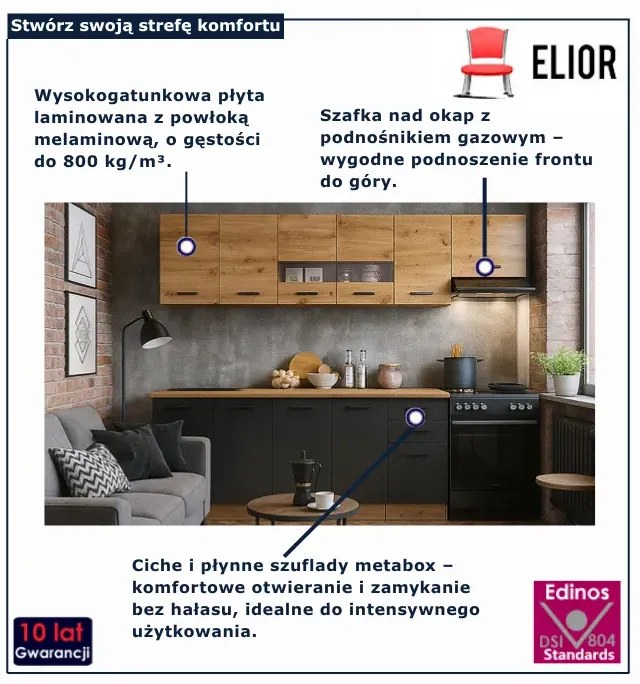 Komplet mebli do kuchni dąb artisan - Avela 2X