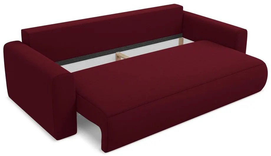 Bordowa aksamitna rozkładana/ze schowkiem sofa 238 cm Kapua – Makamii