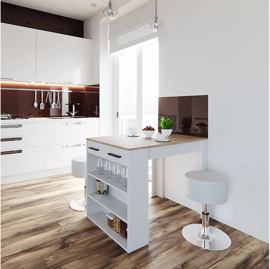 Stół do jadalni sonoma/biały 67x100x77.5 repose