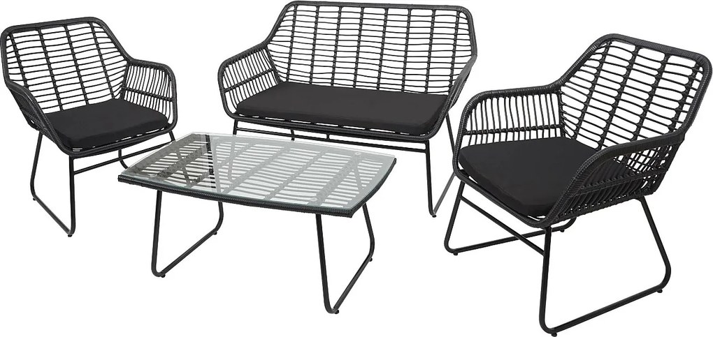 Zestaw polirattanowy MCW-G17a (4-częściowy),  antracyt, tapicerka antracyt bez poduszek dekoracyjnych