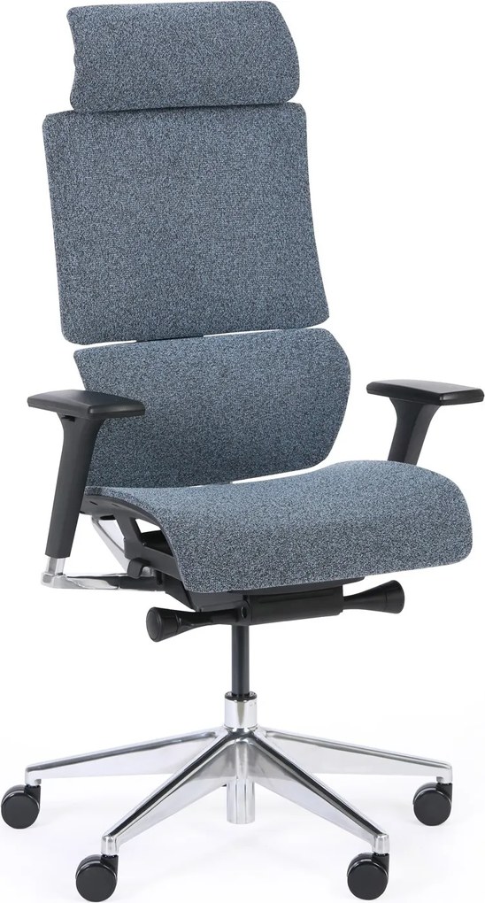 Krzesło biurowe z oparciem równoważącym PHOENIX, szaro-niebieski