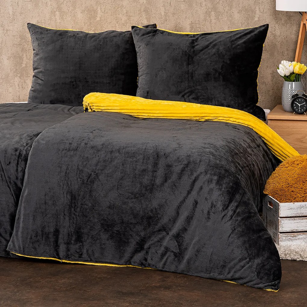 4Home Pościel mikroflanela Stripe żółty, 140 x 200 cm, 70 x 90 cm