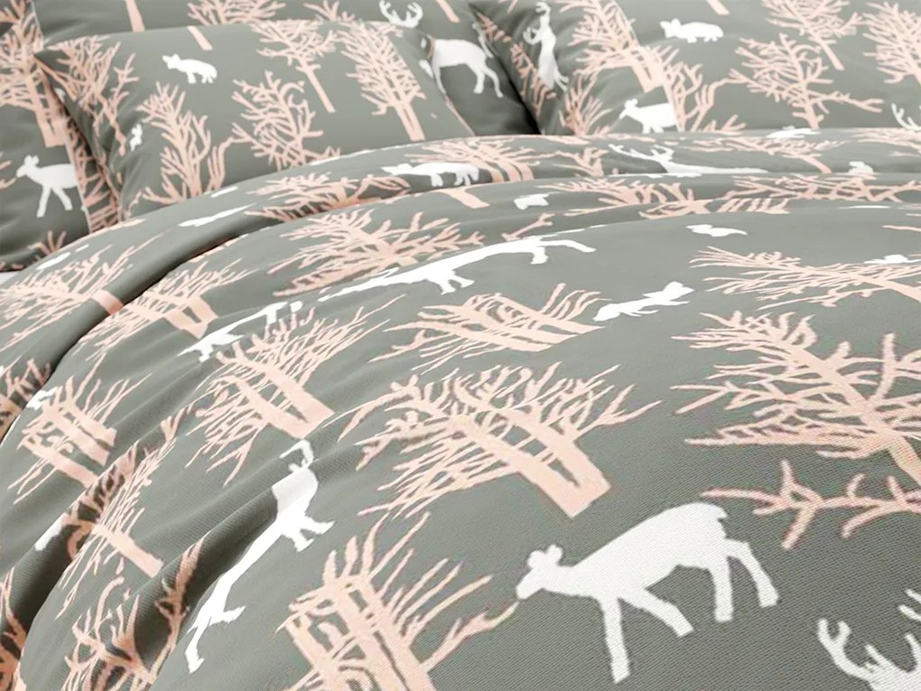 PrzytulneMieszkanie.pl PrzytulneMieszkanie.pl Pościel bawełniana AUTUMN WOOD szara Rozmiar pościeli: 70 x 90 cm | 140 x 200 cm