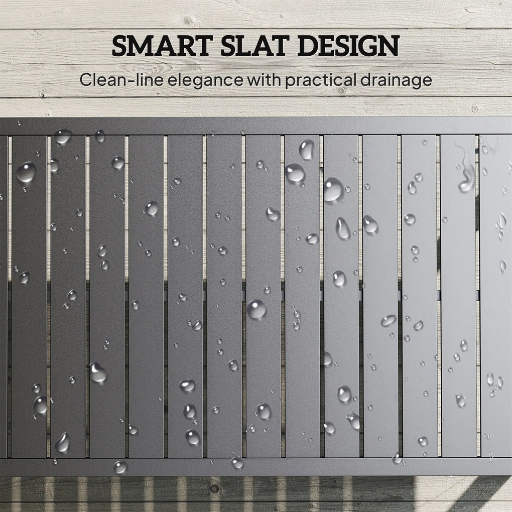 Outsunny Stolik Boczny z Aluminium z Designem Lamelkowym, Odporny na Warunki Atmosferyczne, 90 x 50 x 42 cm, Czarny