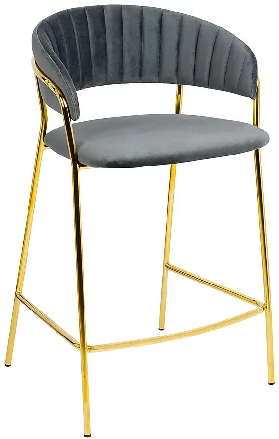 Szary tapicerowany hoker welurowy glamour S7-S86
