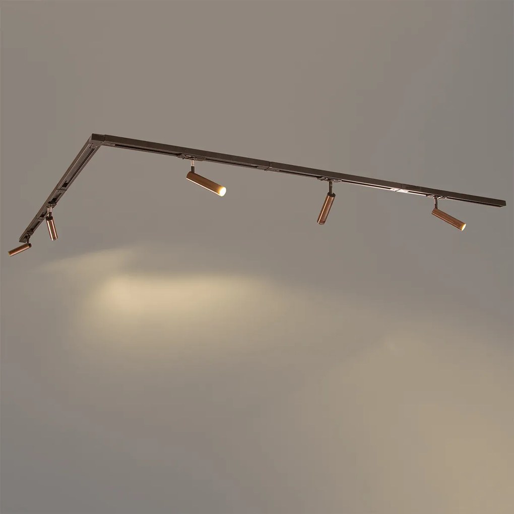 Nowoczesny system oświetlenia szynowego z 5 reflektorami w kolorze ciemnego brązu, jednofazowy - Iconic Ivy