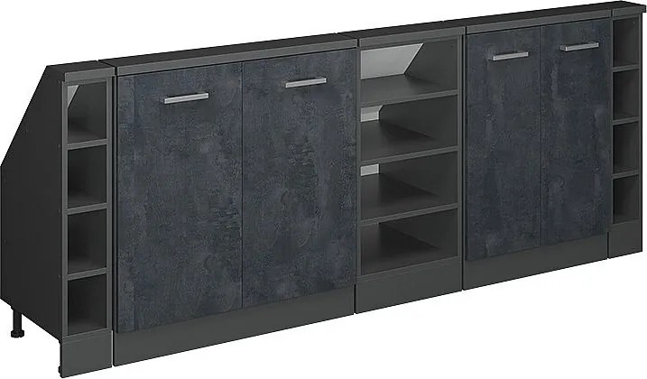 Szafka kuchenna na dach skośny czarny beton 210x46x81.6 r-line