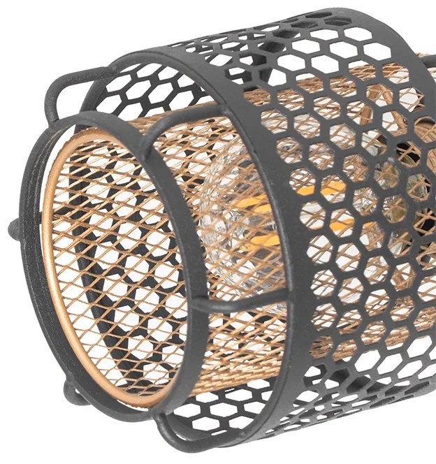 Designerska lampa sufitowa czarna ze złotem 4-światłowa - NoudDesignerski Oswietlenie wewnetrzne