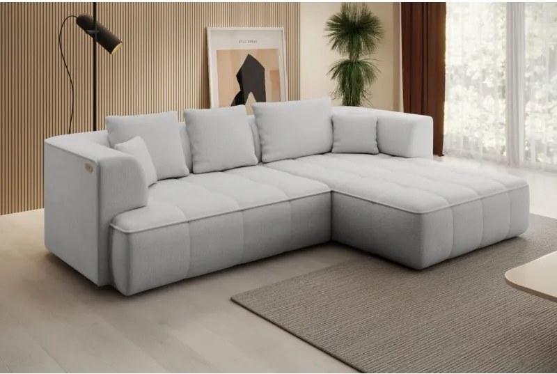 Narożnik ALBIO S Prawostronny z elektryczną regulacją siedziska, funkcja spania, wolnostojący w tkaninie EDEN 17 WERSAL