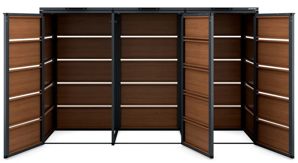 Zabudowa śmietnikowa 120L trzykomorowa, antracyt - orzech