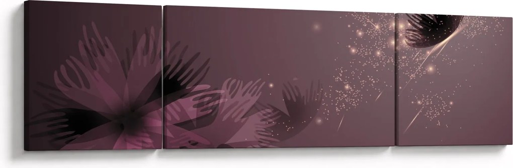 Obraz kwiatu z motylem (170x50 cm)