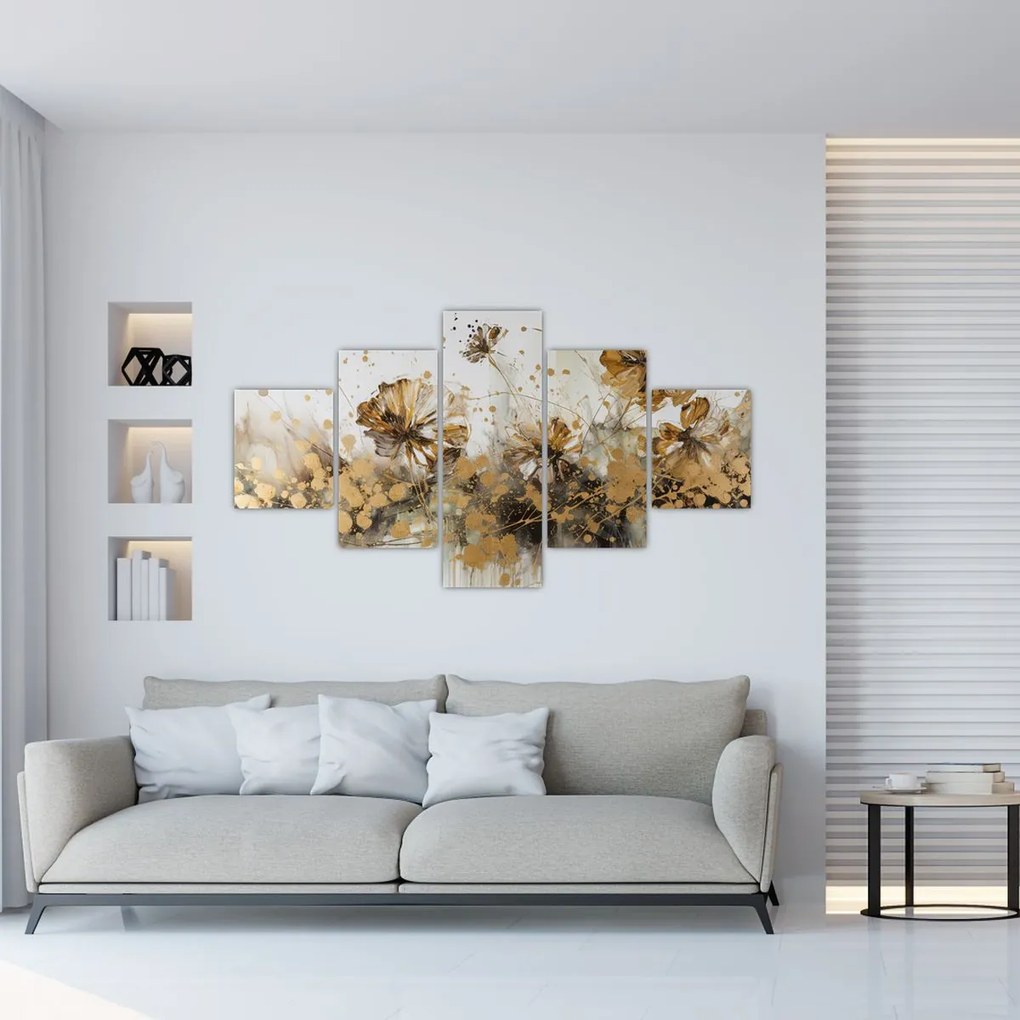 Obraz - Abstrakcyjny kwiatowy obraz (125x70 cm)