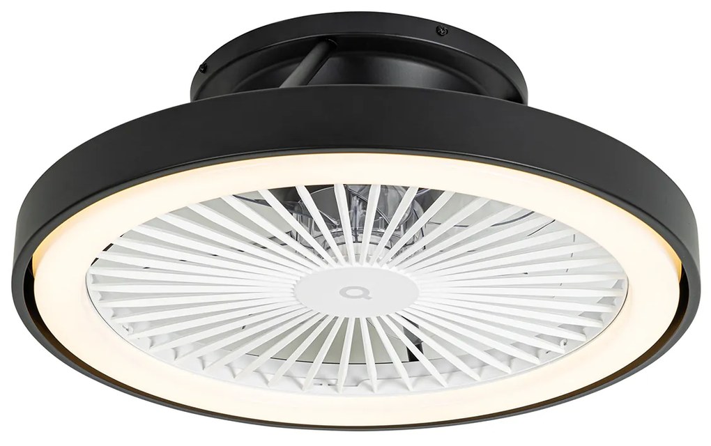 Inteligentny Wentylator sufitowy z lampą czarny 54 cm z LED z funkcją ściemniania i pilotem - Dave Nowoczesny Oswietlenie wewnetrzne