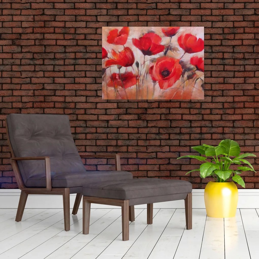 Obraz na szkle - Wilcze maki (70x50 cm)