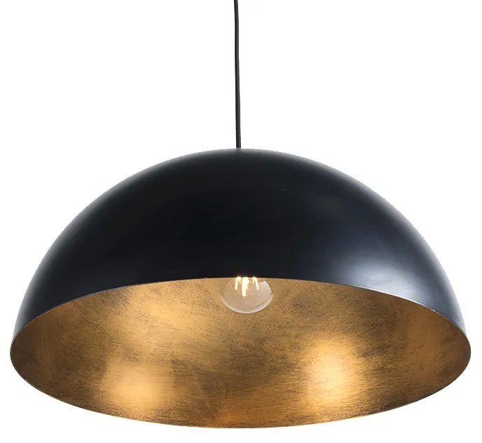 Inteligentna lampa wisząca w stylu industrialnym czarna ze złotem 50 cm z Wi-Fi G125 - Magna Eco Nowoczesny Oswietlenie wewnetrzne