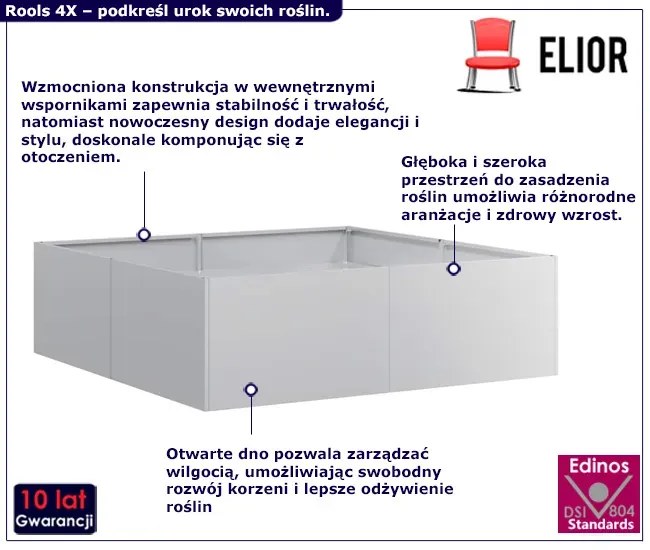 Prostokątna donica ogrodowa stal ocynkowana - Dolo 4X
