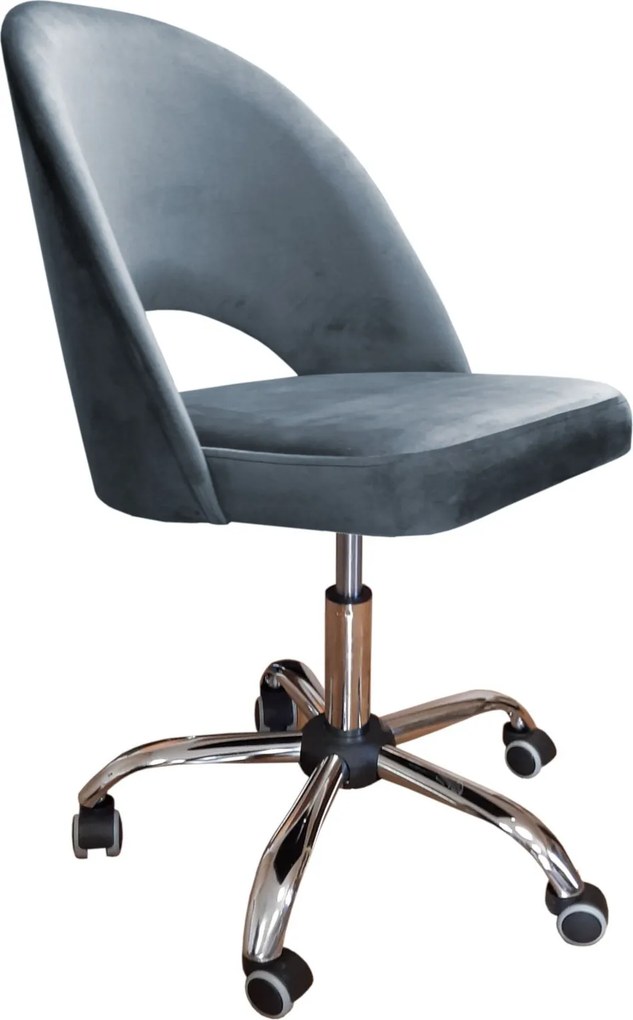 Fotel obrotowy POLO tkanina Welur krzesło biurowe ergonomiczne do biurka : Kolor Stelaża - Chrom, Kolor tkaniny - VELVET - BL14, Typ siedziska - Siedzisko obrotowe 360°, Typ tkaniny - Velvet