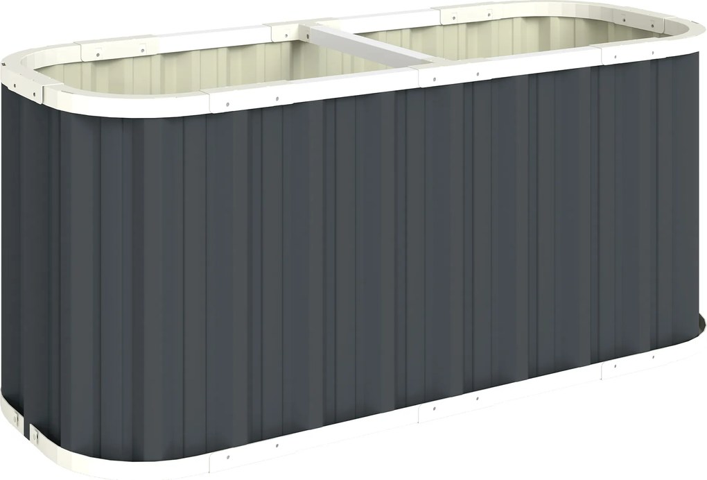 Outsunny Podwyższona grządka metalowa 136 x 53 x 61 cm, głęboka, z krawędziami ochronnymi, etykietami roślin, rękawicami, z otwartym dnem | Aosom PL