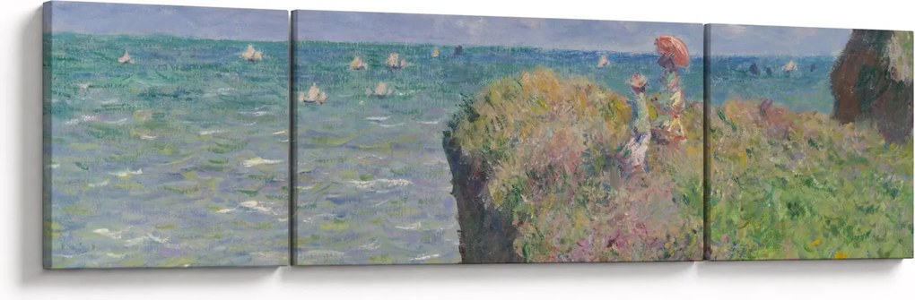 Obraz - Claude Monet, Cliff Walk at Pourville, reprodukcje (170x50 cm)