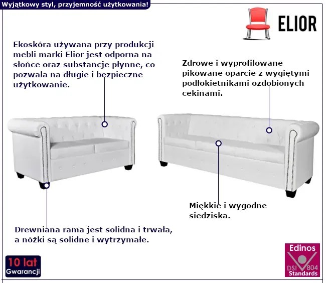 Biały zestaw wypoczynkowy do salonu E6-S70