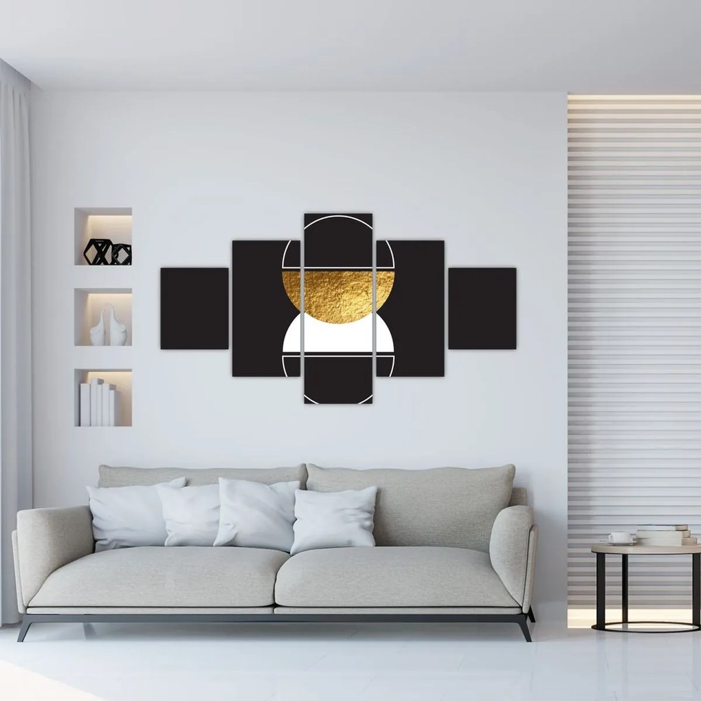 Obraz - Abstrakcja złoto i czerń N⁰2 (125x70 cm)