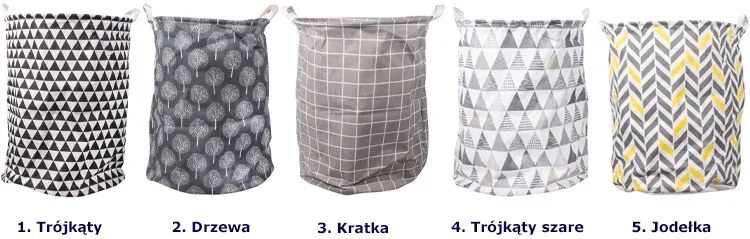Czarno biały kosz na pranie w trójkąty K1-G78